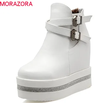 

MORAZORA 2020 fashion platform shoes women round toe autumn winter boots simple zipper buckle comfortable ankle boots female