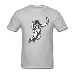 Астронавт Смешные селфи пространство вселенной Galaxy с коротким рукавом футболки мужской простой Camiseta Хлопок шею Мужская футболка для