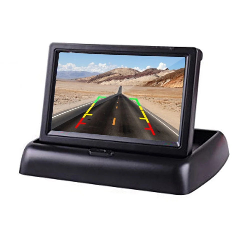 Podofo 4.3 inch HD Foldable Car Rear View Monitor Reversing LCD TFT Display with Night Vision Backup Rearview Camera for Vehicle