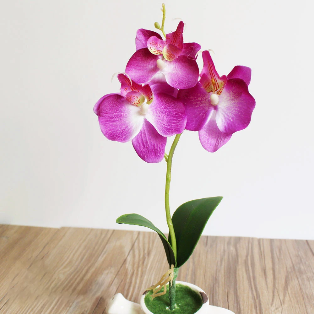 3 головки дешевые искусственные цветы орхидеи растение для садового декора поддельные растения бонсай офис Blumen для свадебной вечеринки дома DIY