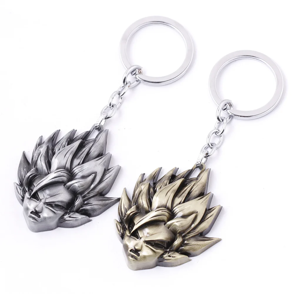 

2019 Classic Cartoon Keyring 2 colors Anime Dragon Ball keychain Z Son Goku Saiyan 3D Metal Head Pendant Key chain accessories