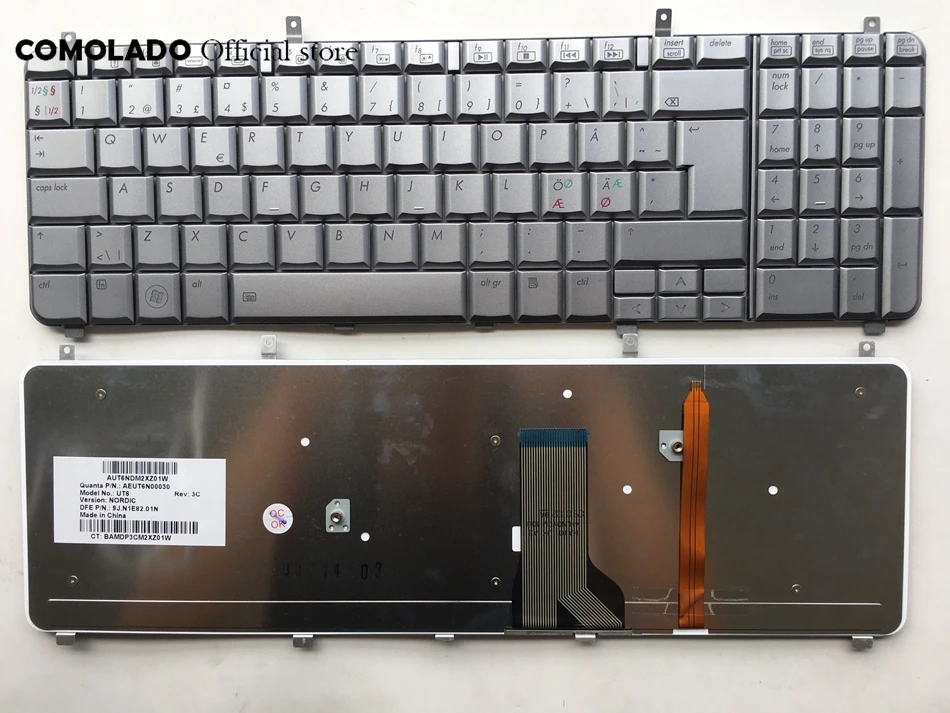 ND Скандинавская клавиатура для HP Pavilion HDX16 X16 X16T X16-1100 X16-1200 UT6 Серебристая с