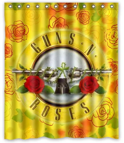 

2014 Fashion Home necessary products polyester fabric waterproof shower curtain Guns N 'Roses Band Logo print bathroom curtain