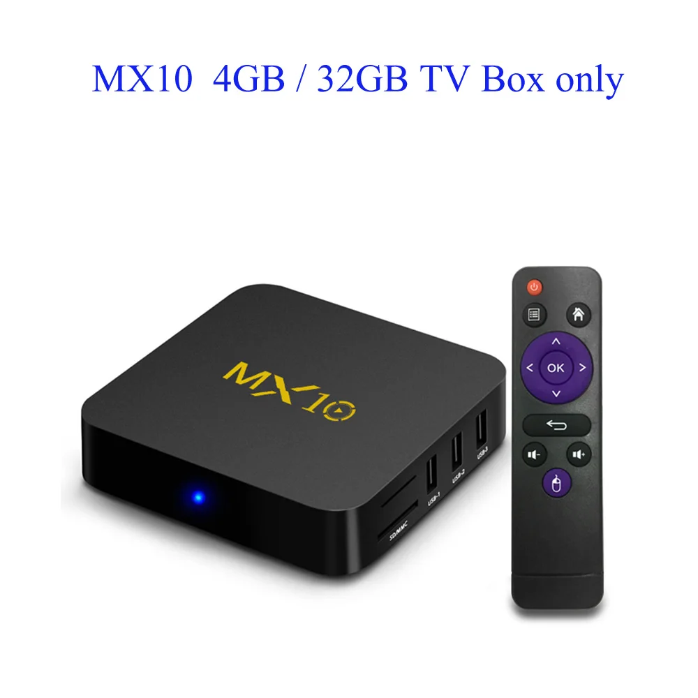 MX10 Smart Android 9,0 ТВ приставка RK3328 4K VP9 H.265 HDR10 4 ГБ/64 Гб DLNA Miracast Airplay WiFi LAN HD медиаплеер PK X96 MINI - Цвет: 32G TV box only