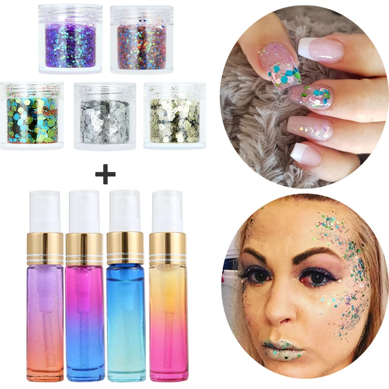 1set Shimmer Loose Sequins Powder Face Body Glitter Paillette Nail Art