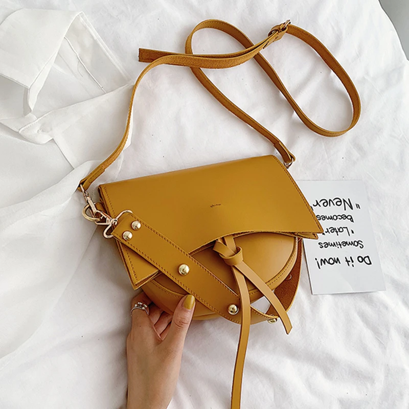 

Burminsa Irregular Small Saddle Crossbody Bags For Girls Korean Style Soft PU Leather Women Shoulder Messenger Bags Summer 2019