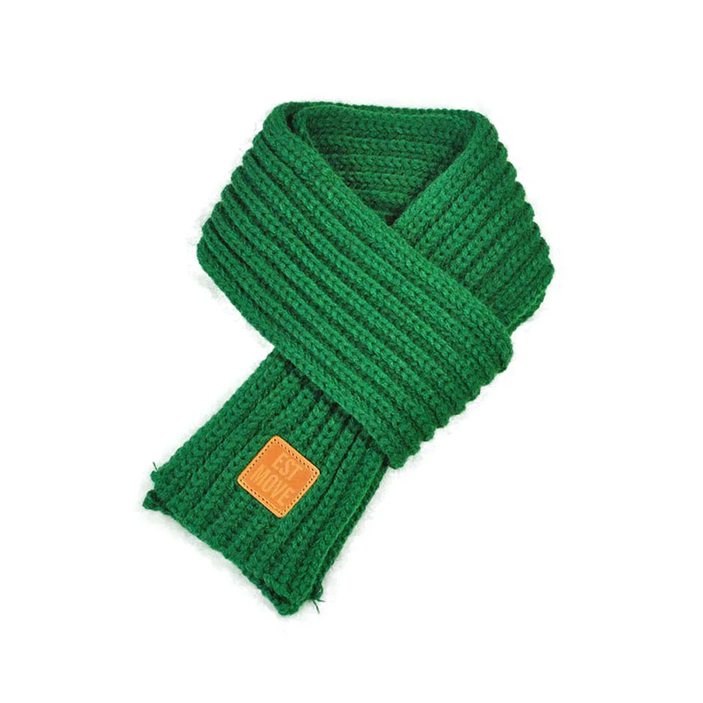 Модный детский вязаный однотонный шарф, утолщенные зимние теплые шейные шарфы для мальчиков и девочек, AIC88 - Цвет: blackish green
