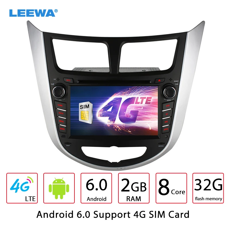 

LEEWA 7" Android 6.0 (64bit) DDR3 2G/32G/4G LTE Octa Core Car DVD GPS Radio Head Unit For Hyundai Verna/Accent/Solaris/i25