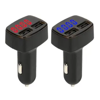 

4 in 1 Car Charger Cargador Coche USB Phone Charger Temperature Voltage Current Meter Charging in the Car