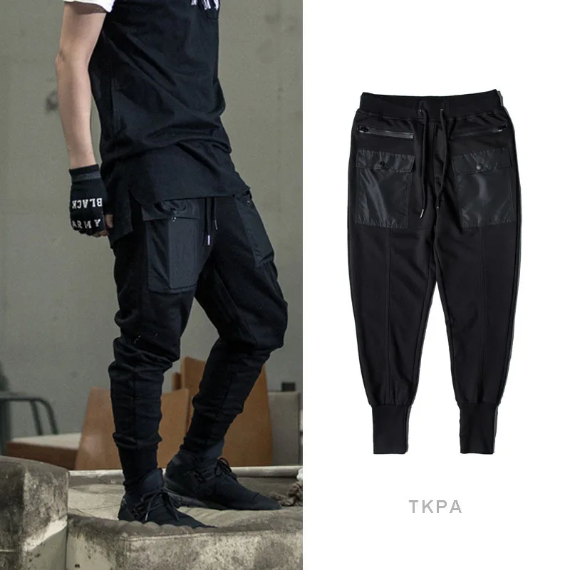 Оригинальные новые высокие уличные тонкие брюки с несколькими мешками, темно-черные тренировочные брюки, штаны для бега