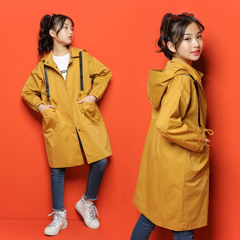 Куртка для девочек весеннее пальто плащ с капюшоном куртки детская одежда