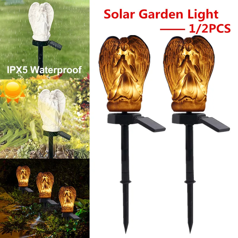 European Style Angel LED Solar Lamps Insert Landscape Lawn Lights Waterproof For Outdoor Garden Courtyard Night Lights Lawn Lamp