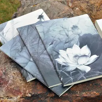 

"Lotus Flowers" Exercise Book Pack of 4 Big Study Lined Notebook Diary Planner Workbook Composition Book