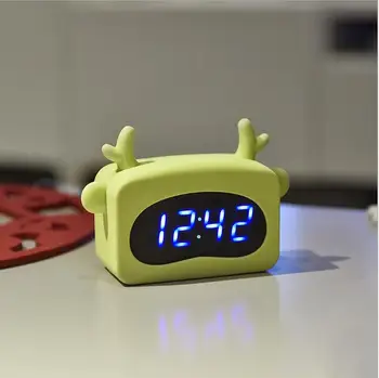 

Multi Animal Cartoon LED Creative Electronic Quiet Child Student Bedside Voice Alarm Clock Desk Table Home Decoration Mini Cute