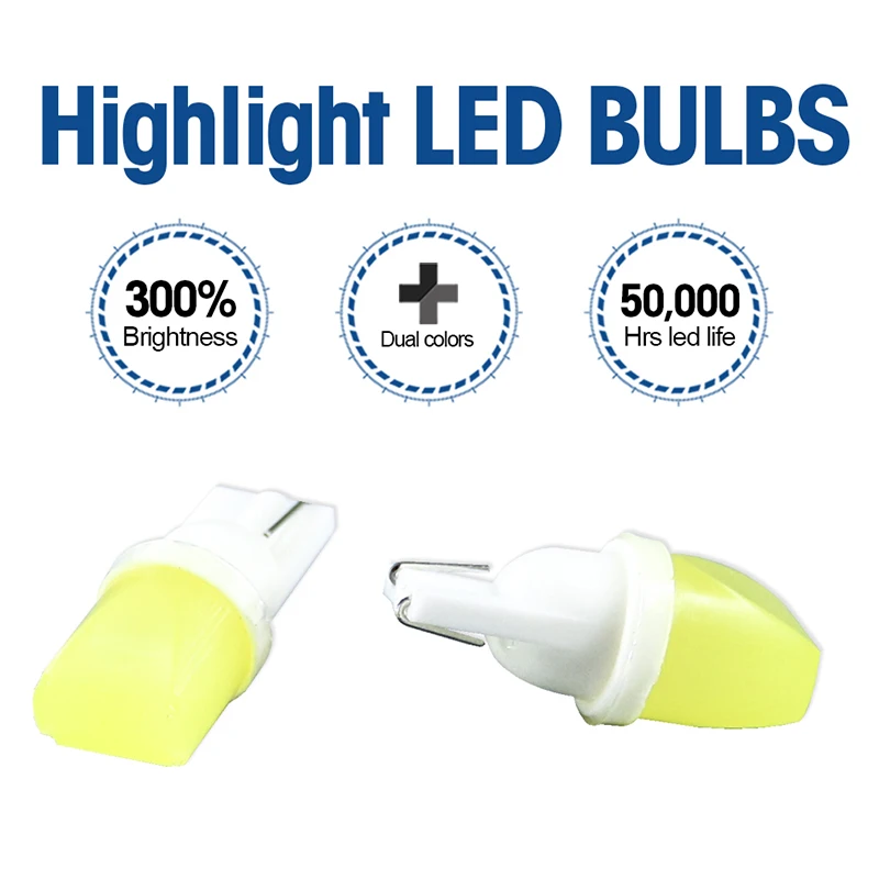 Hlxg 2 шт. T10 COB W5W 168 LED белый интерьер автомобиля клиновидный дверной инструмент