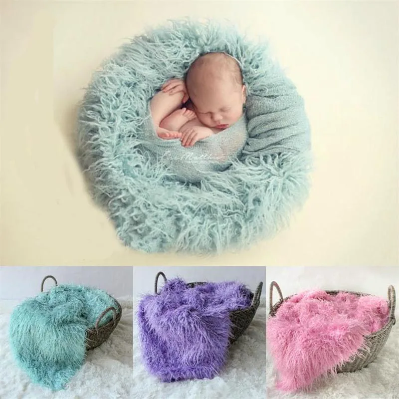 Newborn Baby Soft Faux Fur Photograph Prop Blanket Infant Sleeping Swaddle Blankets Baby Shower Gift 50x80cm