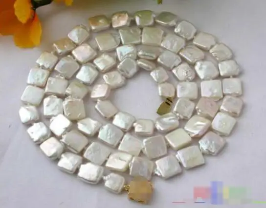 

Hot sale new Style >>>>> 32" 12MM SQUARE WHITE FRESHWATER CULTURED PEARL NECKLACE