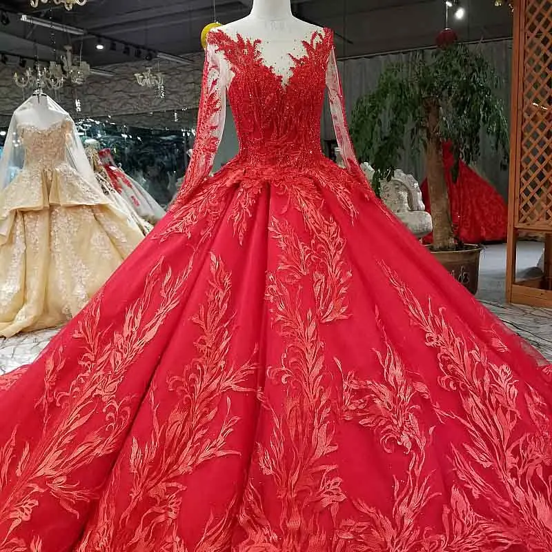 Aliexpress.com : Buy 2018 Royal Red Long A line Beaded Wedding Dresses ...