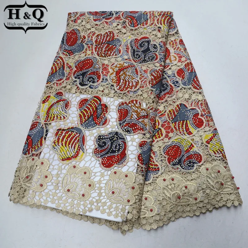 

Most Popular 2019 African Guipure Lace Fashion Cord Lace Water Soluble Lace With Wax Prints Fabric With Stones 5 Yards/Piece