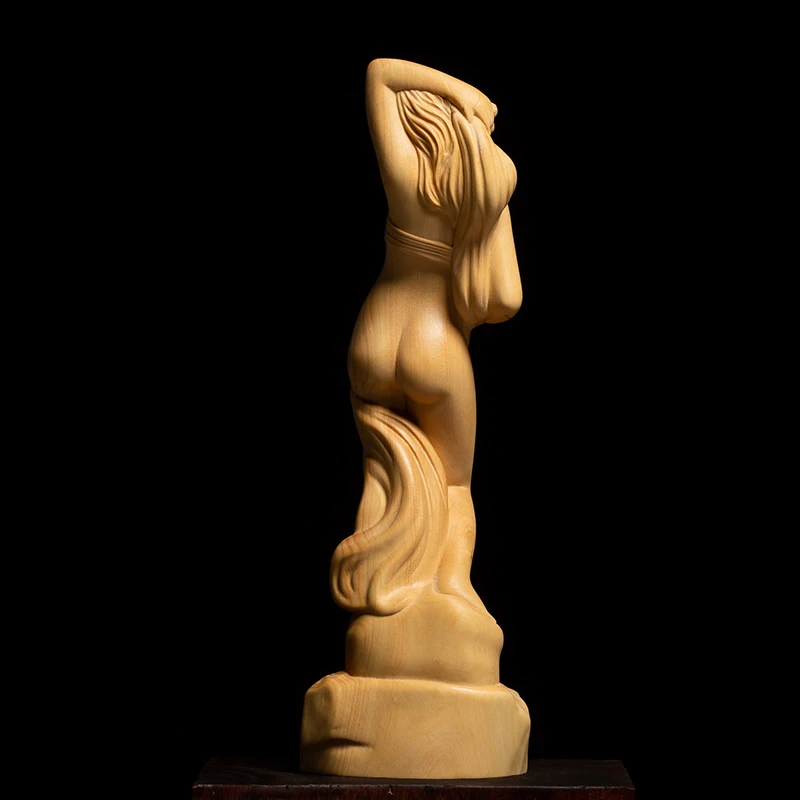 Высокое качество Самшит резьба по дереву украшения для залов Фигурка Статуя Ручное ремесло деревянная скульптура украшения для девочек Подарки