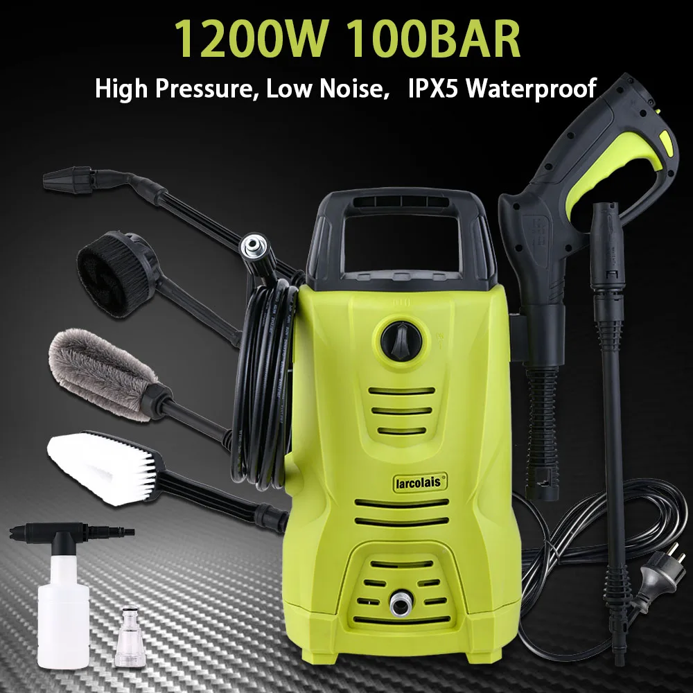 

High Pressure Cleaner Car Washer 1200w 100 Bar 1450 PSI Spray Gun Detergent Bottle Turbo Water Hose Self-washing Machine