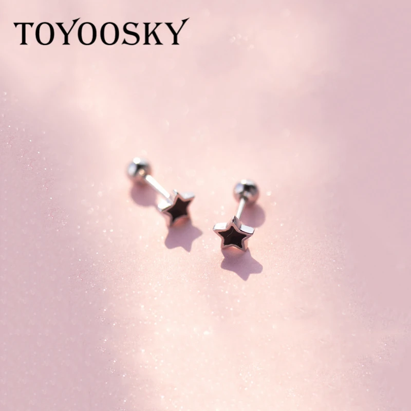 Женские и детские серьги гвоздики TOYOOSKY простые маленькие из стерлингового