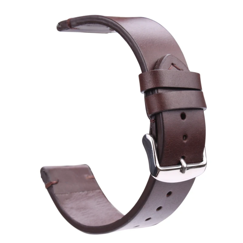 

HENGRC Genuine Leather Watchband 18mm 20mm 22mm Light Brown Dark Brown Retro Watch Band Strap With Steel Buckle Spring Bar