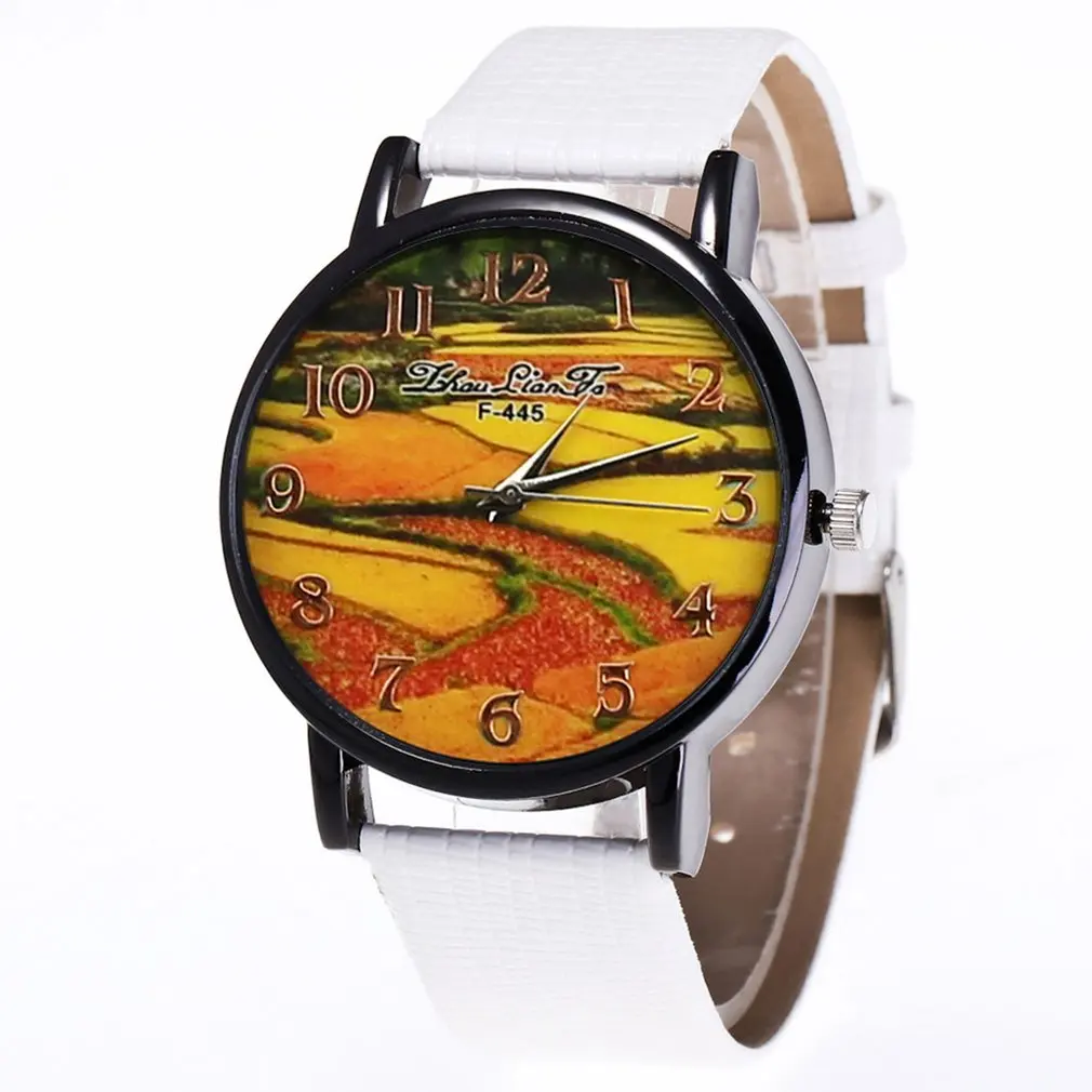Leather with black shell quartz watch Men and woman Watches Quartz Watch F445