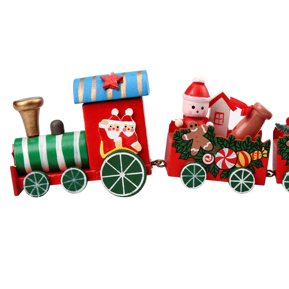 HIINST 4 Pieces Wood Christmas Xmas Train Decoration Decor Gift Sep7 HY