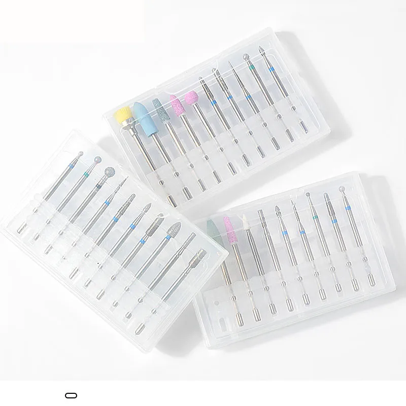 

10Pcs Ceramic Stone Nail Art Drill Bit Milling Cutter Clean Manicure Pedicure for Electric Drill Tool Salon File Burr Set