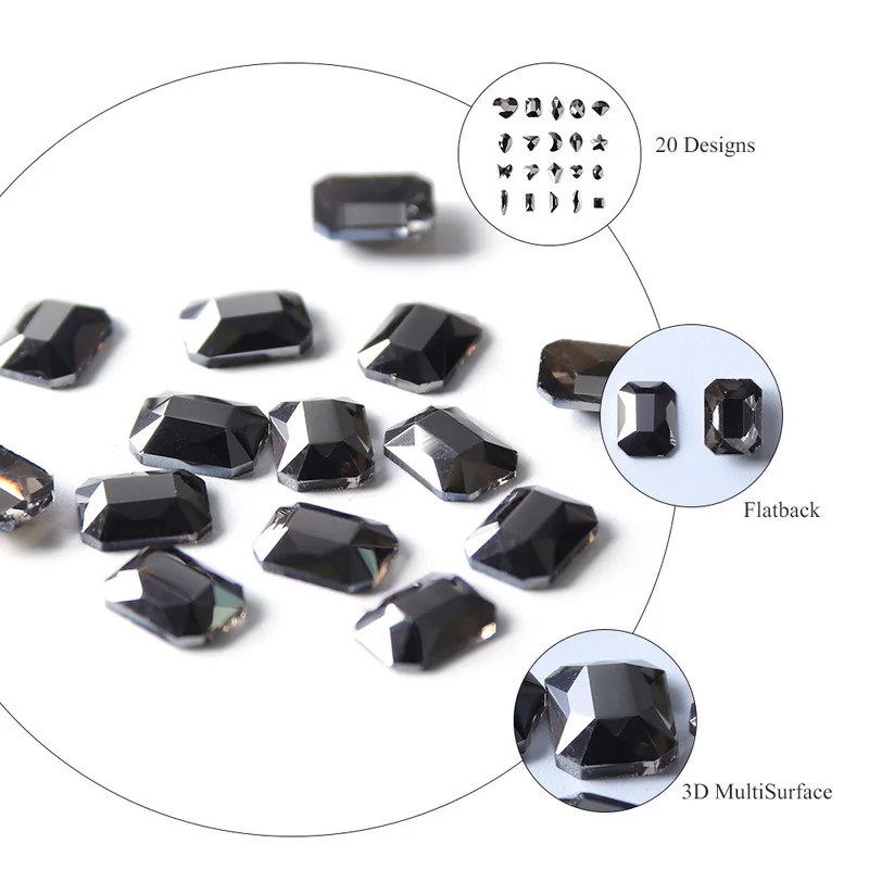 

Nail Art Jewelry Sticker Black Rhodium Metallic Color Shaped Nail Drill Square Butterfly Star Drill