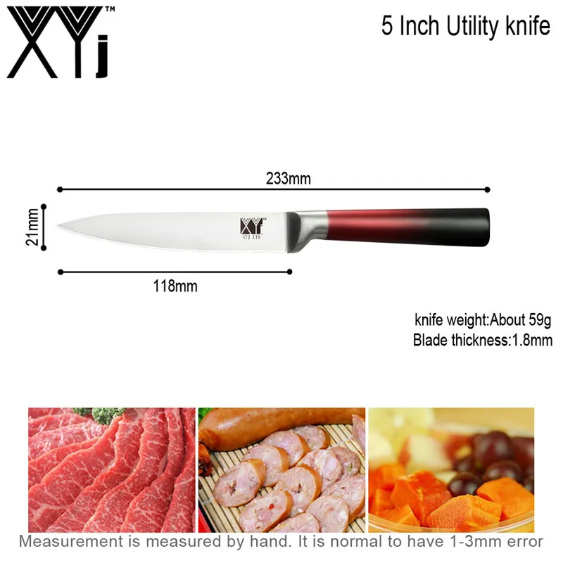 XYj кухонные ножи из нержавеющей стали 8 ''7'' 5 ''3,5'' шеф-повара для нарезки хлеба Santoku нож для очистки овощей приспособление для дома инструменты для приготовления пищи - Цвет: 5 slicing knife