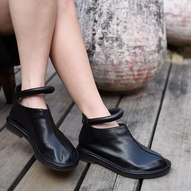 Artmu; оригинальные новые женские ботинки; удобные ботильоны на плоской подошве с круглым носком в стиле ретро; ручная пряжка на мягкой подошве; 174205L