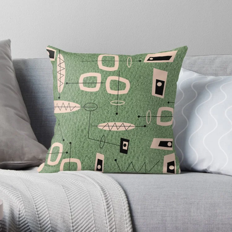 

Mid-Century Modern Green Abstract Pillow Covers Cases Pattern Nordic Cover Cushion Pillowcase Square Print