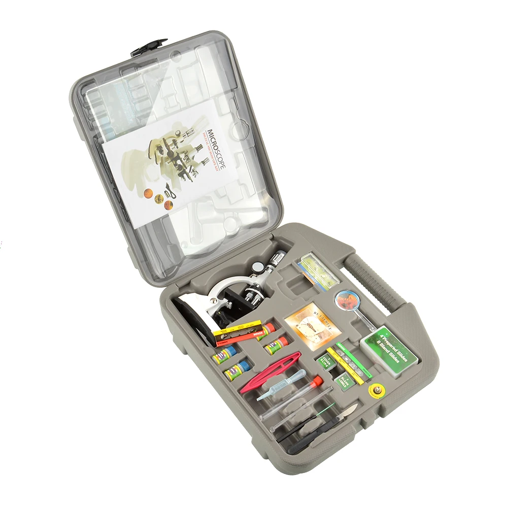 

300X-600X-1200X Beginner Biological Lab Zoom Microscope Kit For Kid Student Gift