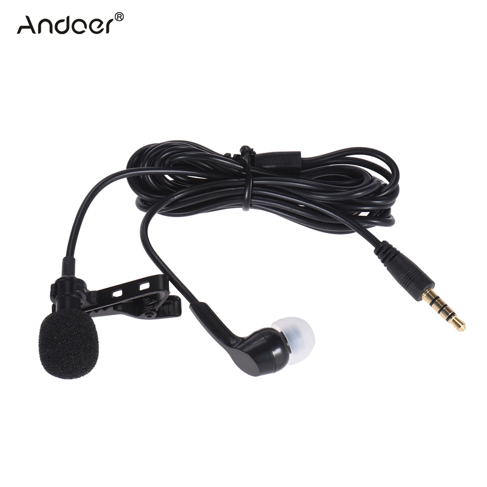 Andoer клип-на петличный микрофон наушники 3,5 мм разъем Мини конденсаторный для смартфонов ПК ноутбук громкоговоритель прямой поток