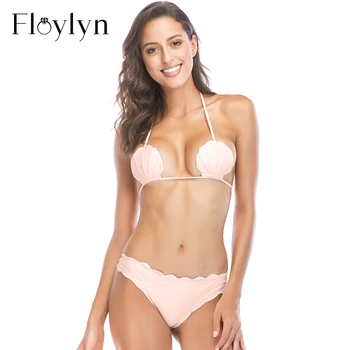

Floylyn Sexy Retro Women Bikini Push Up Bandeau Bathing Suit Thong Swimwear Shell Bikini Brazilian Biquini Swimsuit Bikini Set