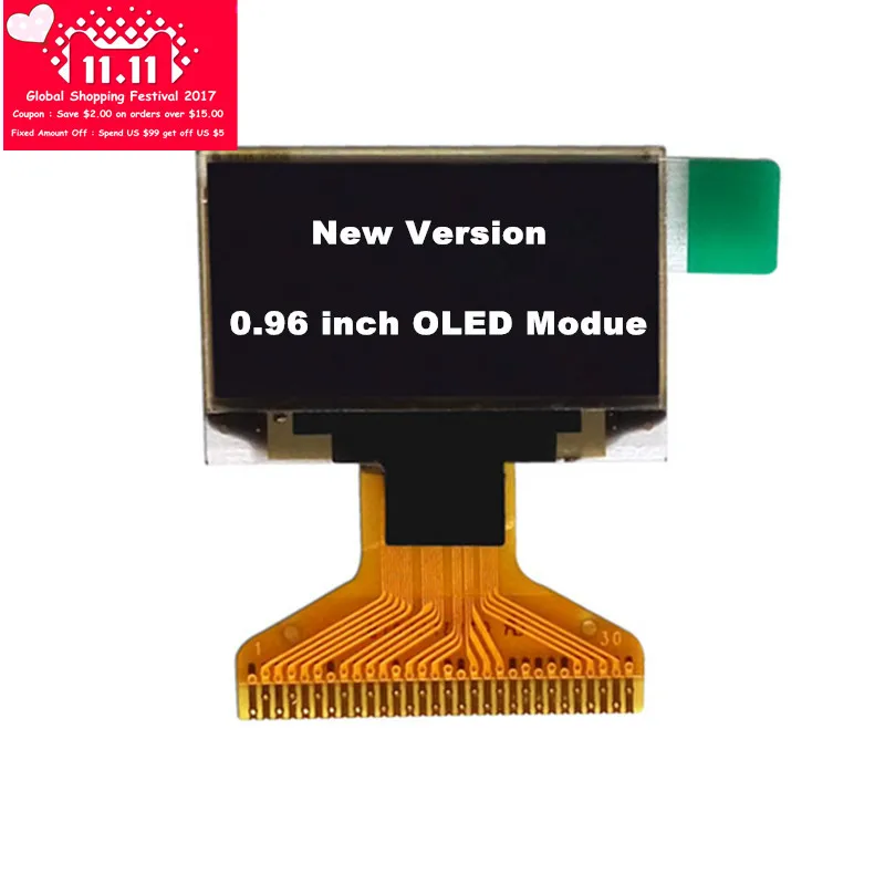 OLED модуль с интерфейсом SPI/IIC 0 96 дюйма 96x64 белый для arduino 30Pin 12864 SSD1315|oled display module|display