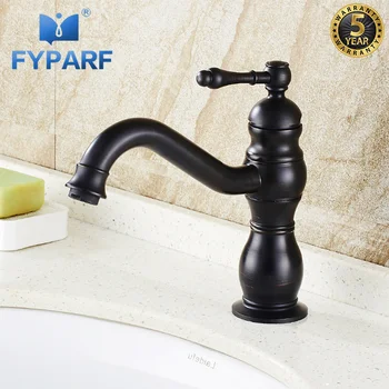 

FYPARF Bathroom Tap Black Single Handle Bathroom Basin Mixer Tap Waterfall Faucet Cold and Hot Washbasin Mixer Vintage Water Tap