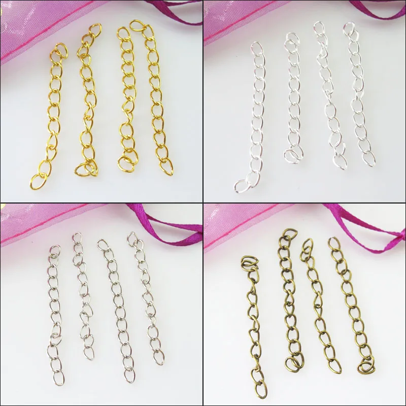 

30Pcs Ring Extend Chains Connectors Gold Dull Silver Bronze Plated 5cm