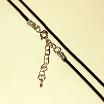 

Jewelry 1.5/2/3mm Genuine Leather Links With Rhodium Plated Round Clasp 5cm Extender Colorful Fashion Necklace Chains