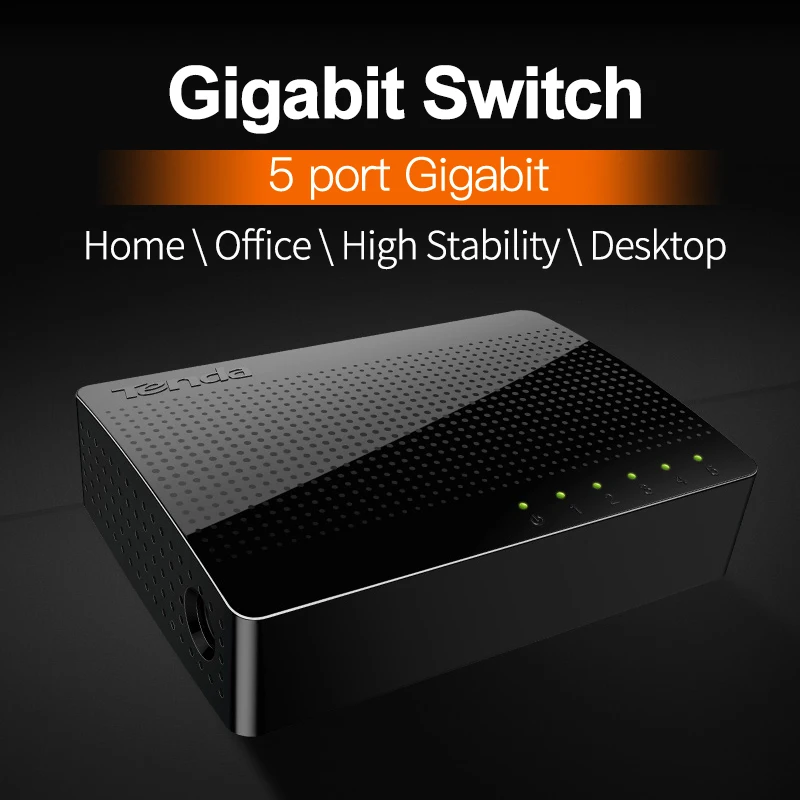 Tenda SG105 5-Порты Gigabit ethnet сетевой коммутатор, моноканальный центр, Auto MDI/MDIX, полный/полудуплекс, 15K Jumbo, подключи и играй