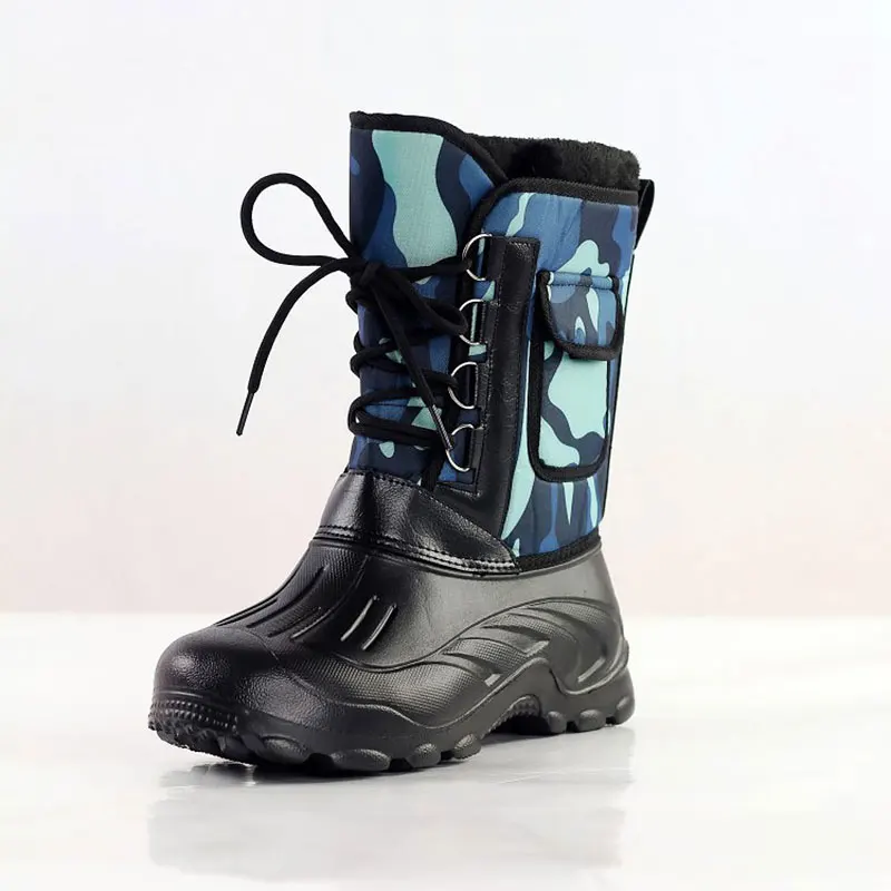Зимние мужские ботинки г. Новое поступление, зимние ботинки до середины икры на шнуровке мужская обувь теплые плюшевые водонепроницаемые мужские ботинки на меху, мужская обувь - Цвет: Blue
