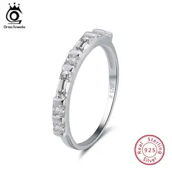 ORSA JEWELS натуральная кольца из стерлингового серебра 925 для Для женщин AAA кубический циркон Прозрачный квадратный кристалл романтическое