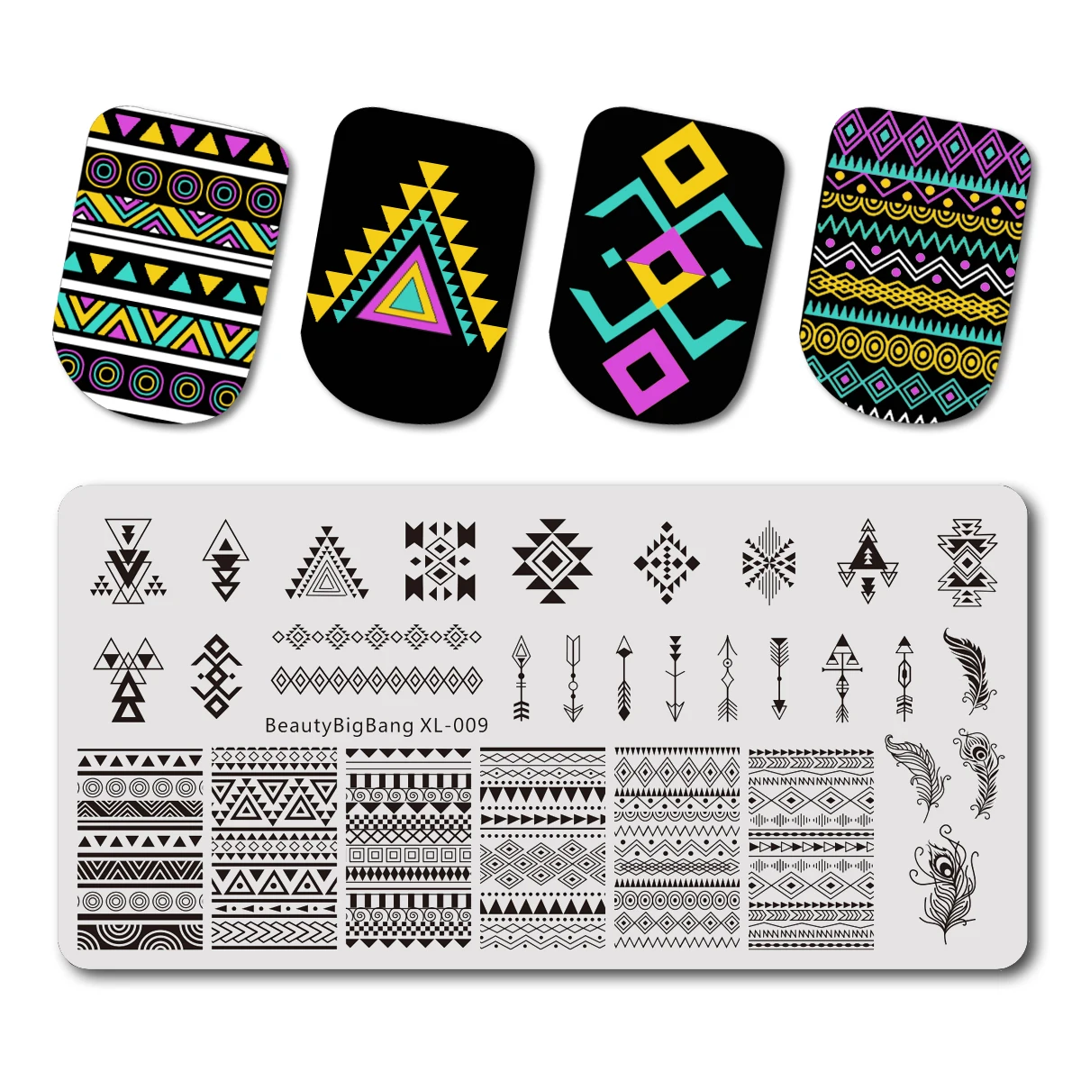 BEAUTYBIGBANG 6*12cm Nail Art Stamping Plates Rectangle Template Square Geometric stitching Sweater Pattern Flower XL042 - Цвет: 643824322530