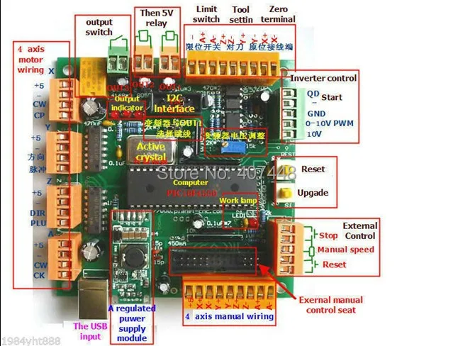 4 оси USB ЧПУ контроллер CNCUSB USBCNC CNC USB альтернатива MACH3 USBCNC 2,1