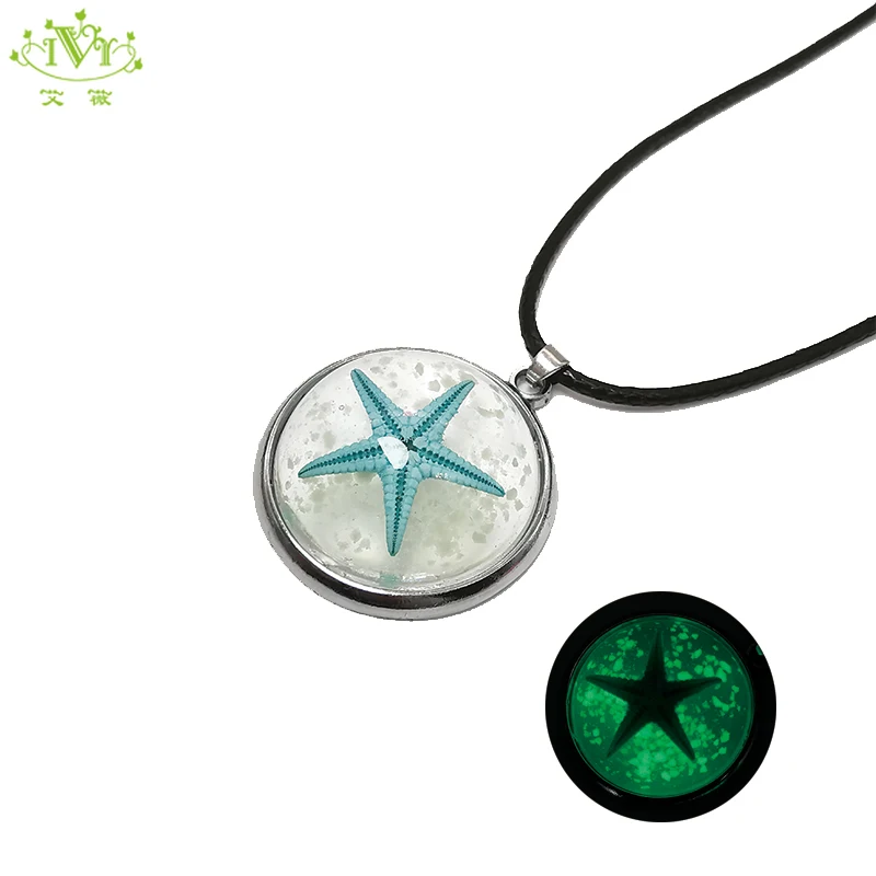 

Luminous Stone Starfish Glowing In The Dark Pendant Necklace Crystal Necklace Women Holiday Beach Statement Jewelry Wholesale