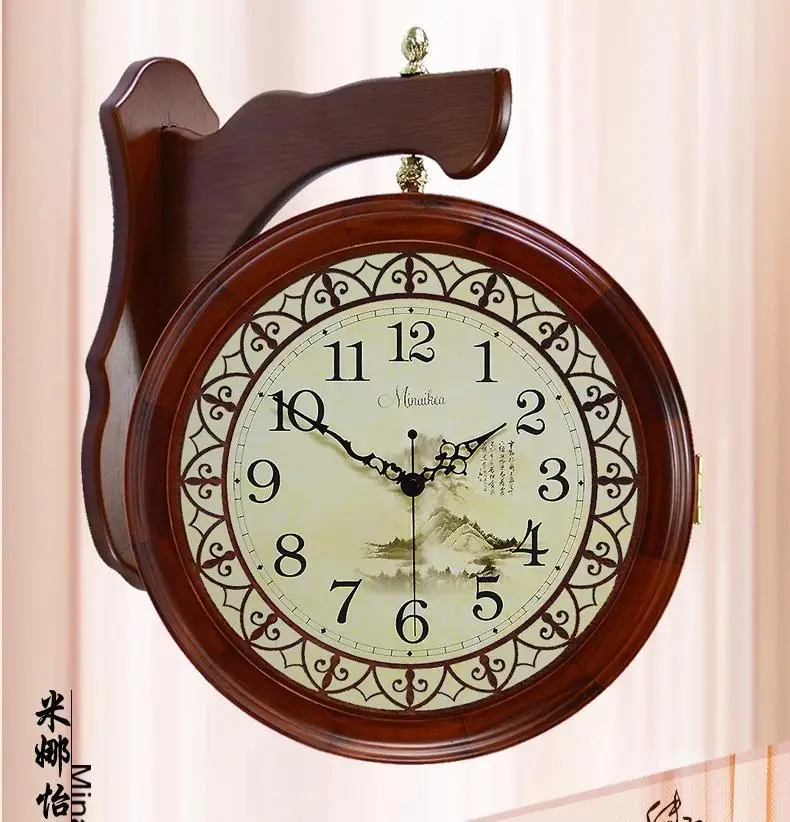 Chinese style antique double faced clock modern fashion Large mute