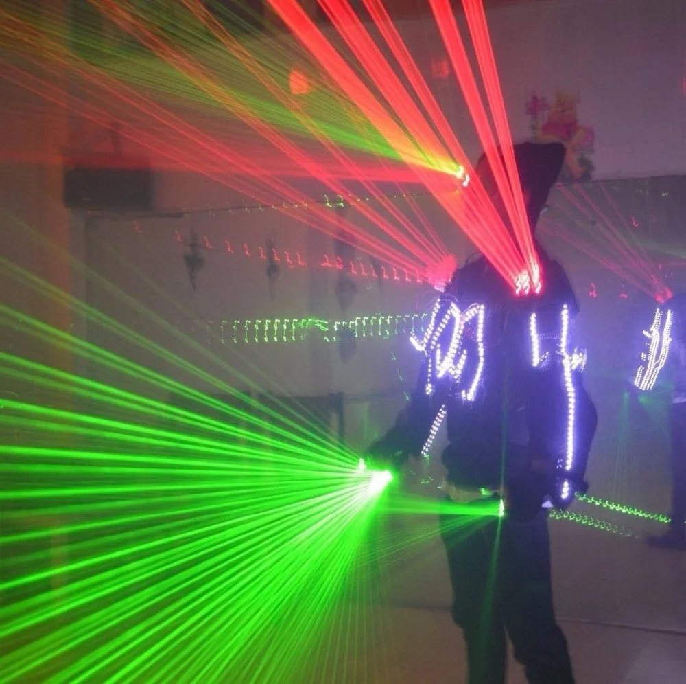 Nejnovější laser Man Ballroom Kostým Oblečení Robot Suit Noční klub Bar Party Světelný Light Up Tanec Disco Dj Laserman Oblečení