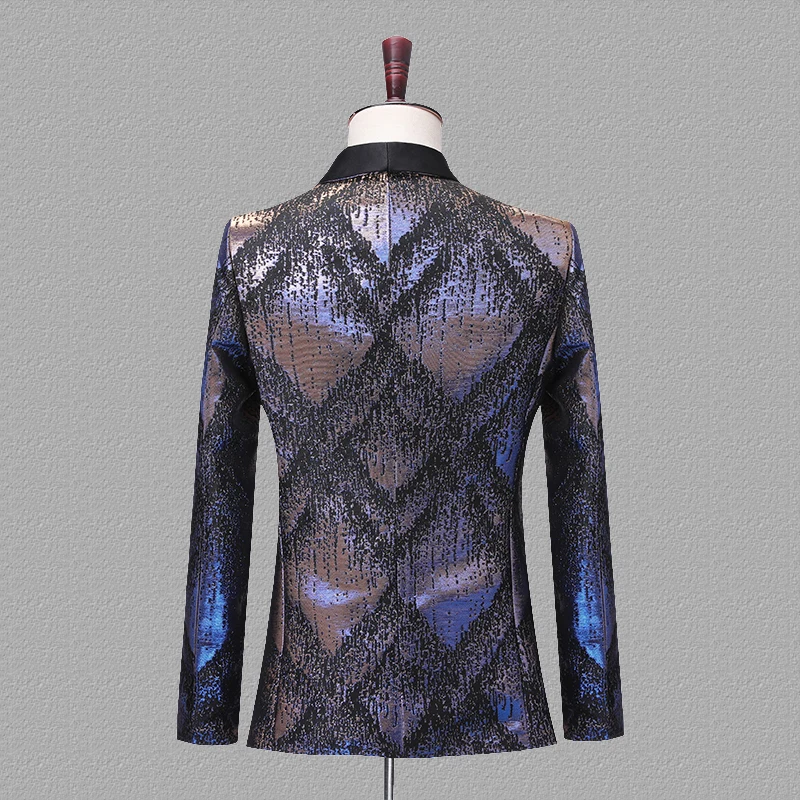 PYJTRL, мужские цветные жаккардовые приталенные блейзеры с геометрическим узором, сценический костюм для певцов, платье для выпускного, пиджак, модное пальто для мужчин